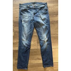 Flying Monkey Distressed Ripped Mid Rise‎ Jeans Size 27 (MEASURING 30)